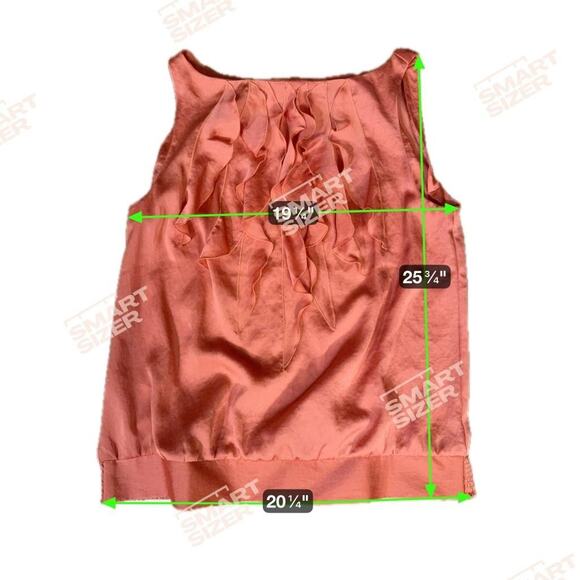 Ann Taylor LOFT Blouse Womens Large Orange Ruffle Scoop Neck Sleeveless Top - Picture 4 of 7